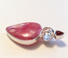 Load image into Gallery viewer, Rhodochrosite pendant with Garnet in Sterling Silver