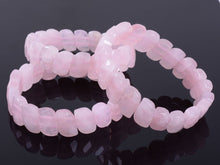 Load image into Gallery viewer, Rose Quartz Bracelet faceted wave bead elastic bracelet