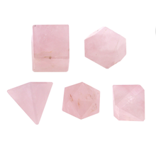 Load image into Gallery viewer, Rose Quartz Platonic Solids Sacred Geometry set of five