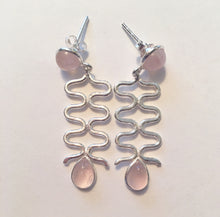 Load image into Gallery viewer, Rose Quartz Earrings in Sterling Silver