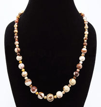 Load image into Gallery viewer, Brown Zebra Jasper Graduated Round Bead Necklace with Macrame Closure