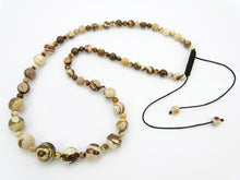 Load image into Gallery viewer, Brown Zebra Jasper Graduated Round Bead Necklace with Macrame Closure