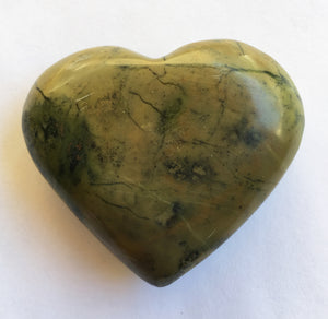 Serpentine Heart 2-1/5 Inch Slightly Puffed Heart in Olive Hues