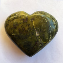 Load image into Gallery viewer, Serpentine Heart 2-1/5 Inch Slightly Puffed Heart in Olive Hues