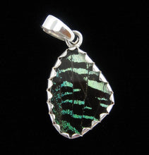 Load image into Gallery viewer, Butterfly Wing Pendant Green Banded Urania Leilus Extra Small Wing Shape