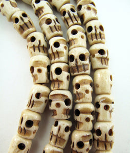 Small Water Buffalo Bone Skull 42 Inch Mala Prayer Beads