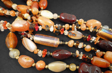 Load image into Gallery viewer, Solar Flair Necklace of Carnelian, Citrine, bone and tumbled glass