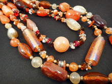 Load image into Gallery viewer, Solar Flair Necklace of Carnelian, Citrine, bone and tumbled glass