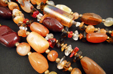 Load image into Gallery viewer, Solar Flair Necklace of Carnelian, Citrine, bone and tumbled glass
