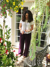 Load image into Gallery viewer, Tienda Ho Purple Striped Cotton-Rayon Moroccan Harem Pants in CB12 Design - One Size