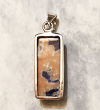 Load image into Gallery viewer, Orange and Blue Sunset Sodalite Pendant in Sterling Silver Oblong