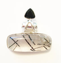 Load image into Gallery viewer, Black Tourmalinated Quartz Pendant with Black Onyx in Sterling Silver