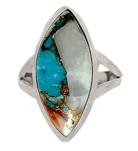 Spiny Oyster and Turquoise Ring size 9.75