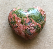 Load image into Gallery viewer, Unakite Heart super puffy heart 30mm wide