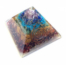 Load image into Gallery viewer, Chakra Orgonite Pyramid 70mm size