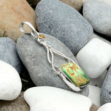 Load image into Gallery viewer, Variscite Pendant Goddess Design with Citrine Gemstone