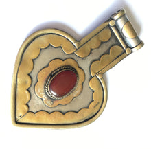 Load image into Gallery viewer, Vintage Silver and Brass Pendant with Carnelian