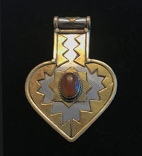 Load image into Gallery viewer, Vintage Silver and Brass Pendant with Carnelian