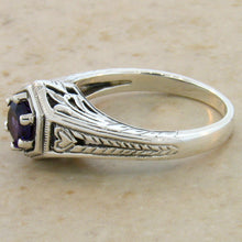 Load image into Gallery viewer, Amethyst Ring Natural Faceted Brazilian Amethyst Size 8 Ring Victorian Reproduction
