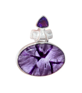 Amethyst Pendant Oval with Faceted Amethyst Gem