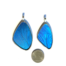 Load image into Gallery viewer, Butterfly Wing Blue Morpho Silver Pendant XXL