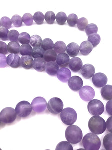 Frosted Brazilian Amethyst Round 8mm Beads 38 inch Strand