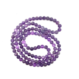 Frosted Brazilian Amethyst Round 8mm Beads 38 inch Strand