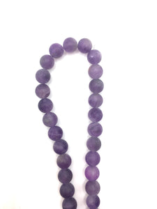 Frosted Brazilian Amethyst Round 8mm Beads 38 inch Strand