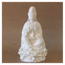 Load image into Gallery viewer, Kwan Yin Sitting Blanc-de-Chine Porcelain Figurine Medium Size