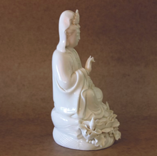 Load image into Gallery viewer, Kwan Yin Sitting Blanc-de-Chine Porcelain Figurine Medium Size