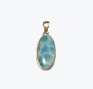 Larimar Pendant in Sterling Silver Oval Frame