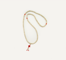 Load image into Gallery viewer, Large Lotus Seed Mala and Carnelian Macrame Tie