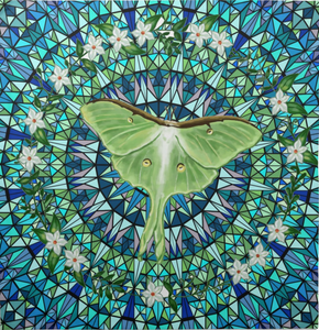 Kaleidoscope Luna Moth Cotton Tarot Cloth