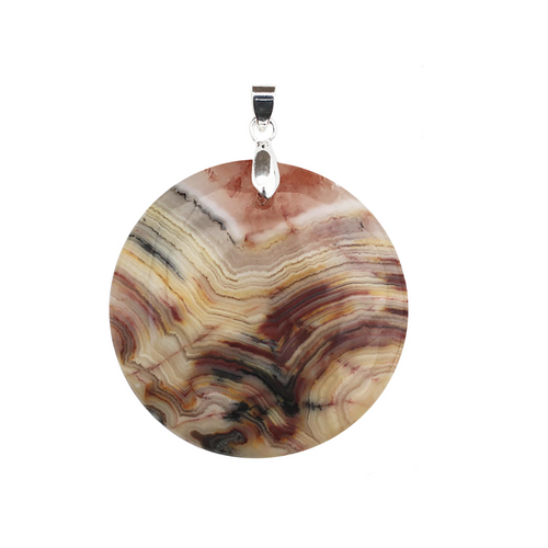 Crazy Lace Agate Round Pendant