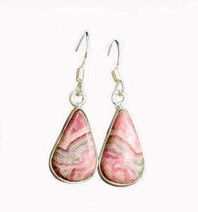 Rhodochrosite Earrings with Delicate Patterning