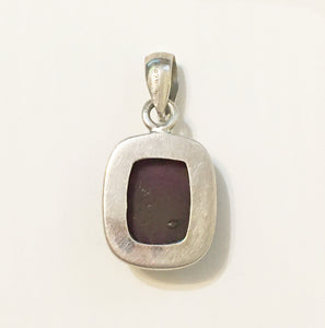 Ruby Kyanite Pendant Domed Cushion Cab in Sterling Silver