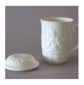 White Porcelain Reclining Tara Mug with Lotus Lid (Copy)