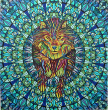 Load image into Gallery viewer, Kaleidoscope Wolf Cotton Tarot Cloth by Kyle MacDuggall