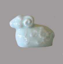 Load image into Gallery viewer, Year of the Sheep Figurine Celadon Glazed Porcelain