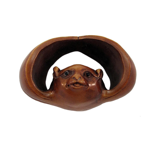 Flying Bat Boxwood Netsuke Bead