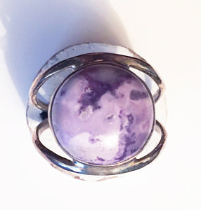 Tiffany Stone Bertrandite Ring Size 9.5 in Sterling Double Band