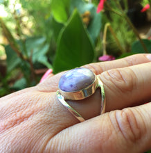 Load image into Gallery viewer, Tiffany Stone Bertrandite Ring Size 9.5 in Sterling Double Band