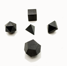 Load image into Gallery viewer, Black Tourmaline 5 Piece Platonic Solids Sacred Geometry