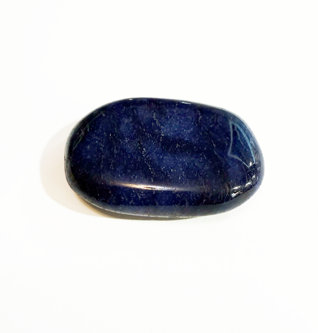Dumortierite Blue Quartz Palm Stone to aid Spiritual Expression and for Longevity