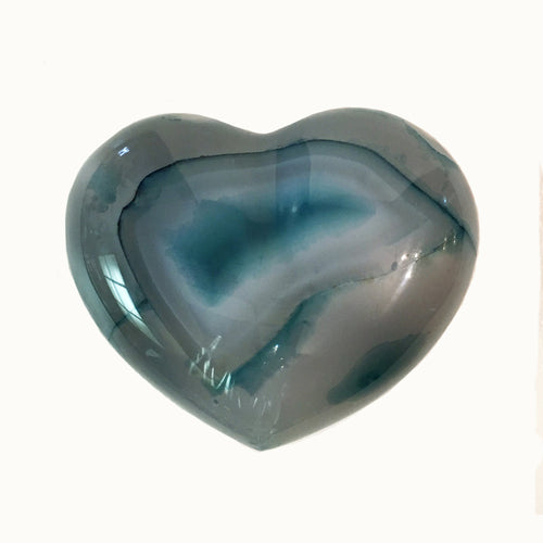 Blue Agate Puffy Heart No. 20