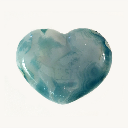 Blue Agate Puffy Heart No. 21