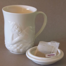 Load image into Gallery viewer, White Porcelain Buddha Mug with Lotus Lid Reclining Buddha