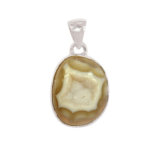 Quartz Druzy Pendant in Ovalish Shape