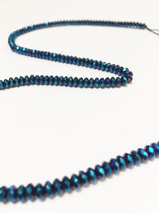 Cobalt Royal Aura Hematite 4mm Faceted Rondelle Beads