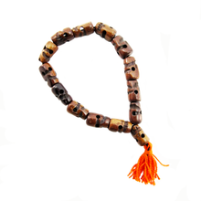 Load image into Gallery viewer, Dark Stained Skull Bracelet of Yak Bone Beads Beaded Tassel Bracelet